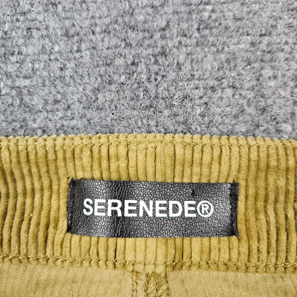 SERENEDE Mens Fitted Corduroy Pants 30 Mustard Yellow Gold Slim Stretch RN166138